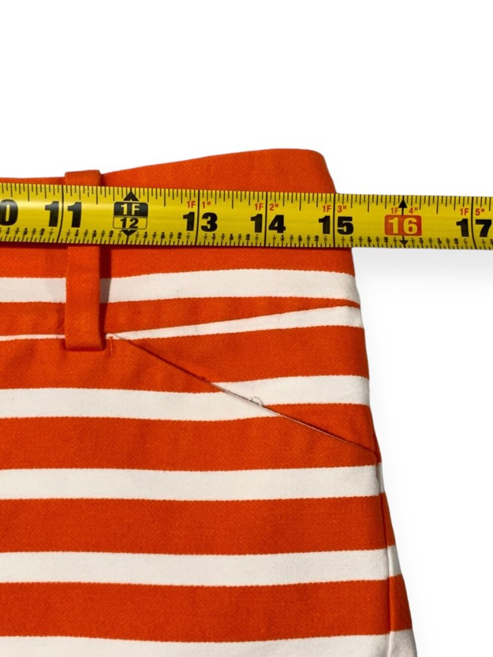 Annt Taylor Signature Womens Orange and White Striped Shorts Size 0 - Picture 9 of 13